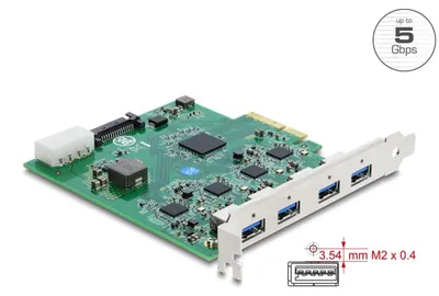 Image de Carte PCI Express x4 avec 4 ports USB 5 Gbps de type A, canaux multiples