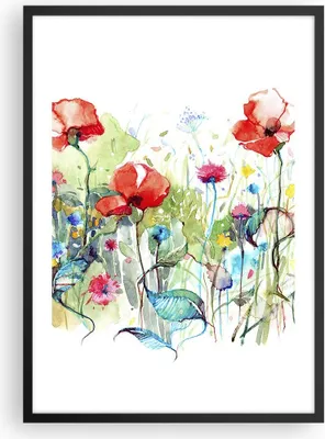 Produktbild von Gerahmtes Poster - Schwarzer Rahmen - Blumen Wiese Blatt Natur - 50x70 cm - Wand Bild - Wanddeko - Wandbilder - Wandposter - Bilderrahmen - Bilder - Kunstdruck - Wandbild - P2BPA50x70-3076