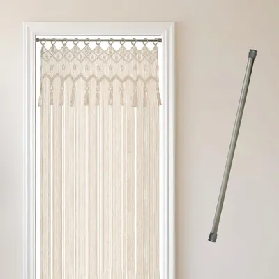 Produktbild von COZYOR Makramee-Vorhang, mit Holzösen Boho Vorhang Türvorhang Fenstervorhang 132x200cm, wahlweise mit Stange