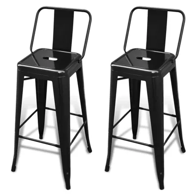Image de Tabourets de bar lot de 2 noir acier