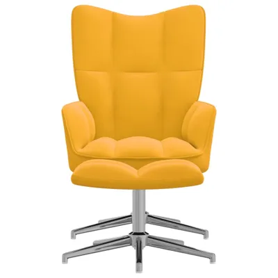 Produktbild von "im Sonderangebot"Einzelsessel moderne - CLORIS - Relaxsessel - Polstersessel mit Hocker Senfgelb Samt - 62 x 68 x 98 cm - DEMöbel2010317