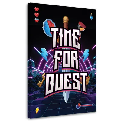 Produktbild von Leinwandbild Aufschrift Time for Quest für Gamer 80x120 Feeby Bunt bild für die wand bereit zum aufhängen