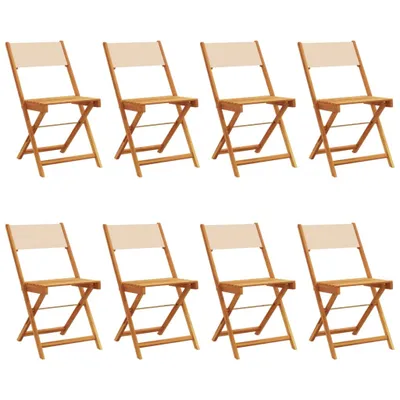 Produktbild von Gartenstühle 8 Stk. Klappbar Beige Stoff und Massivholz