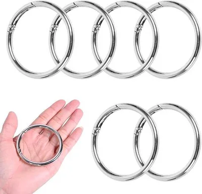 Produktbild von Karabijnhaken, 6 stuks, Rund, Edelstahl, O-Ring, Schlüsselhaken, Reise- und Handtaschenaccessoire