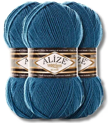 Productafbeelding van Alize 3x 100g Superlana Klasik garen, effen kleur, geschikt voor haken en breien (403)