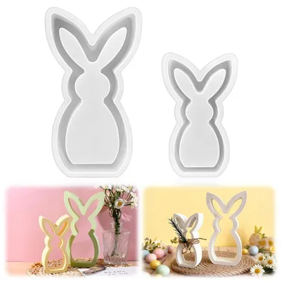 Immagine prodotto di 2 stampi in silicone a forma di coniglio di Pasqua, stampi 3D per gesso e candele