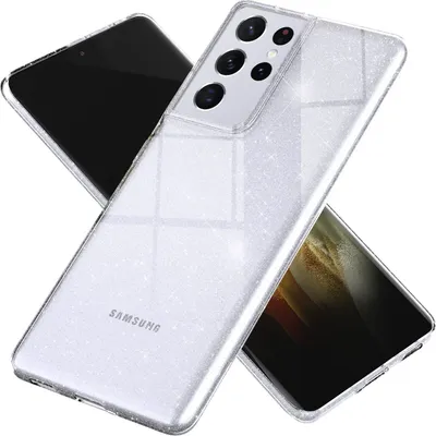 Produktbild von NALIA Glitzer Handy Hülle für Samsung Galaxy S21 Ultra, Case Cover Schutz Etui Transparent