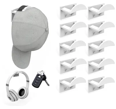 Selbstklebende Huthaken 10er-Set, weiß, für Wandmontage