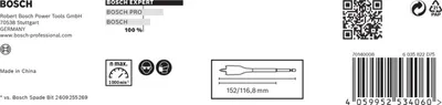 Obrázek produktu pro Bosch Expert 2 608 900 332, Vrtačka, Plochý vrták, 152 mm, Dřevo, 6,35 mm, 10 cm