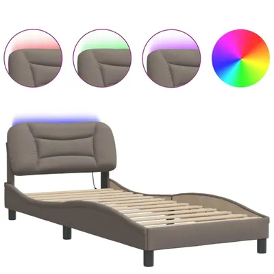 Produktbild von Bettgestell mit LED ohne Matratze "Hvar" Taupe 80x200 cm Stoff