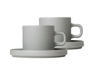 Obrázek produktu pro Blomus Pilar Set 2 hrnky na kávu, šálek na kávu, hrnek, keramika, Mirage Grey, 200 ml, 63911