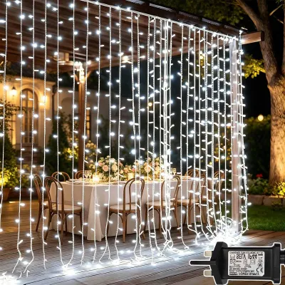 300 LED Vorhang Lichterkette 3x3 m, 8 Modi, kaltweiß