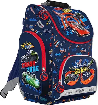Produktbild von Hot Wheels Schulranzen ergonomischer Ranzen Federmappe Turnbeutel Aufgabenheft für die Grundschule 4er Set. Lizenzware