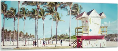 Produktbild von Bilder auf glas - Einteilig - Strand Miami Florida - 140x50cm - Glasbilder - Wandbilder - Bilder - zum Aufhängen bereit - Wanddekoration aus Glas - Glas Bilder - Wandbild auf Glas - GAB140x50-4332
