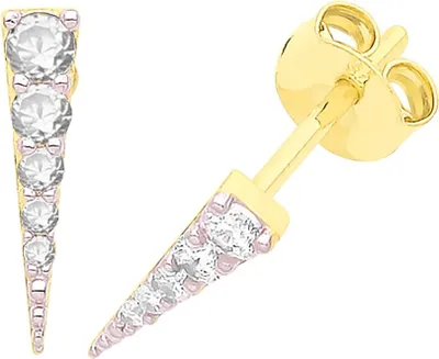Produktbild von Elegante 9 Karat (375) Gold Damen - Paar Ohrstecker mit Zirkonia - 10mm*2mm; TRS36292