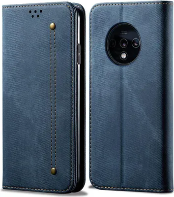 Image de Etui OnePlus 7T, Etui portefeuille en cuir avec fermeture magnétique et fonction stand pour OnePlus 7T Bleu