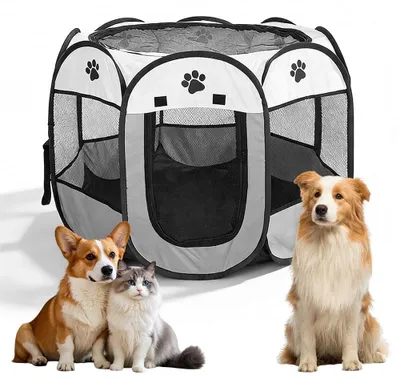 Immagine prodotto di Puppyren, cuccia pieghevole grigia - 73x73x43 cm - Adatta per piccoli animali domestici