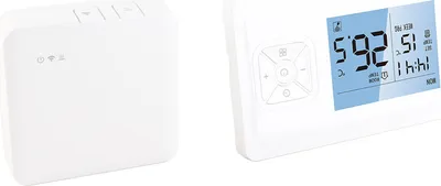 Imagen del producto de Termostato inteligente WiFi, termostato programable inalámbrico con receptor RF, diseño de mesa o para montaje en pared, control mediante aplicación y control por voz, controlador de temperatura para calderas de gas