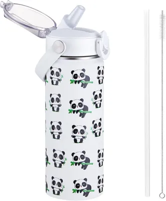 Produktbild von Kinderthermosflasche 550 ml, Edelstahl, mit Strohhalm, auslaufsicher, für Schule