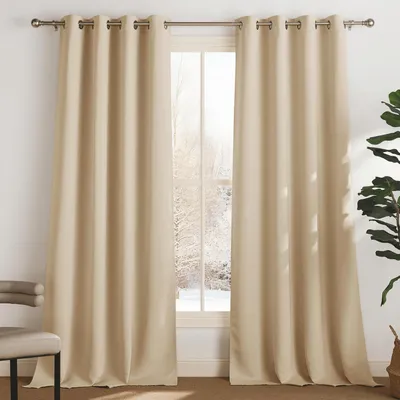 Immagine prodotto di Tende oscuranti termiche, colore beige, set da 2, dimensioni 350 cm di altezza x 140 cm di larghezza