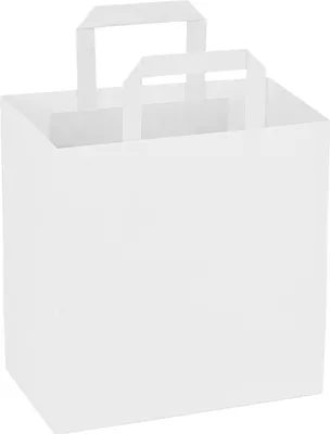 Produktbild von 250 Papiertragetaschen mit Flachhenkel 25 x 26 x 17 cm Weiß - Papiertüten  Papiertasche Kraftpapiertüten