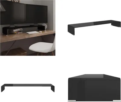 Produktbild von vidaXL TV Tisch/Bildschirmerhöhung Glas Schwarz 110x30x13 cm - TV-Schrank - TV-Schränke - Fernsehmöbel - Fernsehschrank