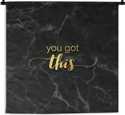 Produktbild von MuchoWow® Wandteppich Wandbehang Zitate - Motivation - Gold - Marmor 150x150 cm Tapisserie Dekoration Wandtuch - Wohnaccessoires - Modernes