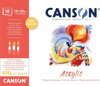 Produktbild von CANSON Zeichenpapierblock "Acrylic" 180 x 240 mm 400 g/qm 10 Blatt