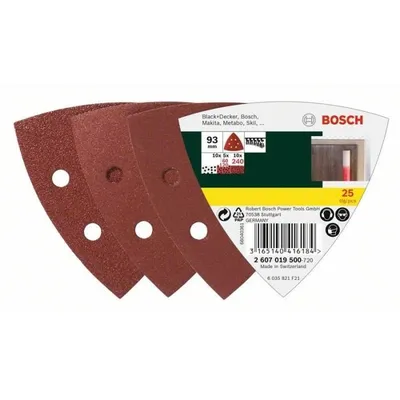 Productafbeelding van Schuurvelset voor delta-schuurmachines, 93 mm, korrel 60 - 240, 6 gaten, verpakking van 25 stuks