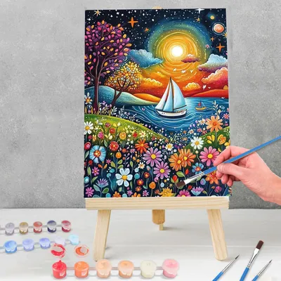 Malen nach Zahlen, Sternennacht, DIY-Acryl-Malset für Erwachsene