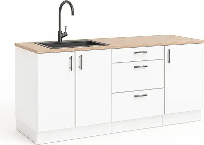 Immagine prodotto di Orlaya - Cucina, Bianco, 3 Cassetti, Elettrodomestici non inclusi,
