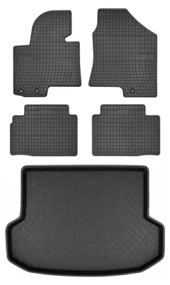 Productafbeelding van Rubberen automatten + kofferbakmat voor Hyundai ix35 2009-2015 – 5-delig, zwart, op maat – Wielganizator SolidPRO