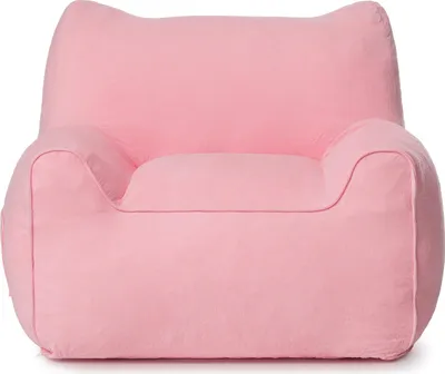 A pink beanbag chair with cat ears.