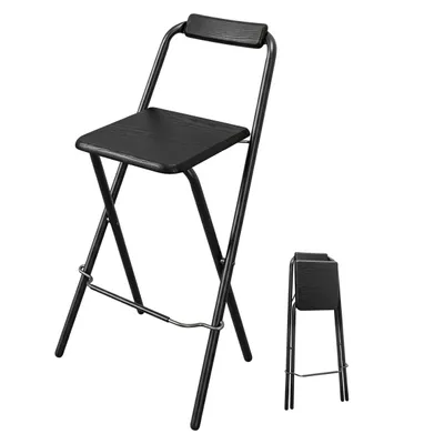 Produktbild von Barhocker klappbar schwarz Belastbarkeit bis 110 kg - 95 x 50 cm - Holz Tresenhocker faltbar mit Holz Sitzfläche und Klappsicherung