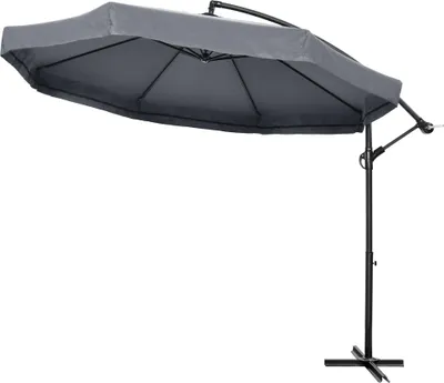 Produktbild von Ampelschirm Ø3m, drehbar, Handkurbel, rostfreier Stahl, Polyester, Dunkelgrau/Schwarz