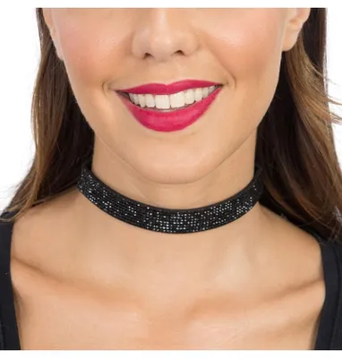 Produktbild von Halsband Choker mit Strass schwarz Karneval Fasching Party