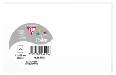 Produktbild von Clairefontaine 5 Karten Pollen 82x128 weiß