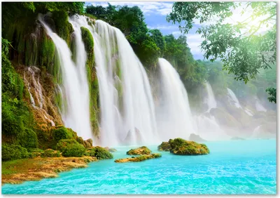 Produktbild von Tulup® Leinwandbild - 100x70 cm - Wandkunst - Drucke auf Leinwand - Leinwanddruck  - Landschaften - Blau - Wasserfall