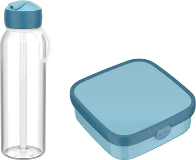 Produktbild von Mepal - Pausenset XL Campus - Set für Kinder mit großer Bento Brotdose und Flip-Up Wasserflasche - Lunch-Set für die Schule oder unterwegs - Spülmaschinenfest - 1300 + 500 ml - Cool Blue