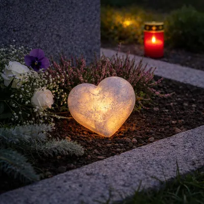 Produktbild von LED Herz - Leuchtherz - Grabherz - Grabschmuck - L: 13cm - Timer  Batterie - für Außen