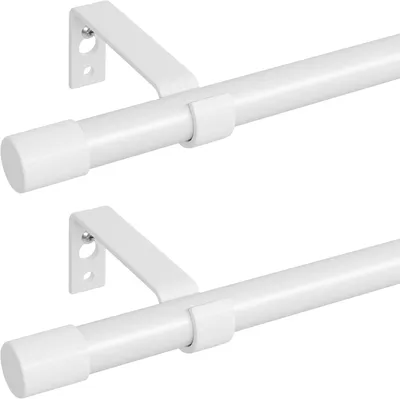 Imagen del producto de Varillas de sujeción metálicas, color blanco, 2 unidades, ajustables de 71 a 122 cm, para ventanas