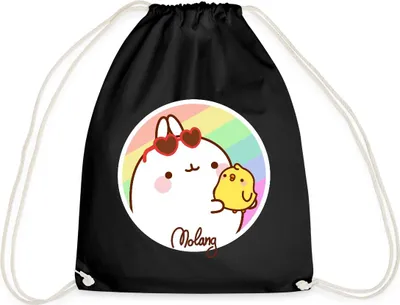 Produktbild von Spreadshirt Molang Piu Piu Regenbogen Turnbeutel, One size, Schwarz