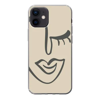 Produktbild von MuchoWow® Handyhülle Schutzhülle Hülle für iPhone 12 Frau - Gesicht - Kunst Silikon Softcase Handy Hülle - Schutzhülle