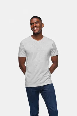 Produktbild von HAKRO Classic V-Shirt 226 ash meliert, 3XL