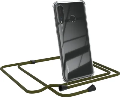 Produktbild von EAZY CASE Handykette kompatibel mit Huawei P30 Lite, Handyhülle mit Umhängeband, Handykordel, Schutzhülle Clear, Band in Grün