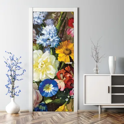 Produktbild von Dekorative Türaufkleber selbstklebend Klebefolie Türtapete Türfolie Blumenstrauß 70 x 200 cm