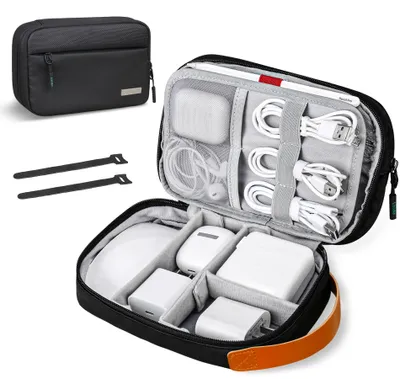 Elektronik-Organizer Reisetasche, Kabel-Organizer, 3 Fächer, Schwarz