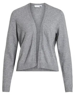 Produktbild von Vila Damen Viril Short L/S Knit Cardigan-noos Strickjacke, Medium Grey Melange,M
