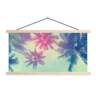 Produktbild von MuchoWow® Textilposter Palmen - Palmenblätter - Sommer - Tropisch 150x75 cm mit holzfarbenen Rahmen - Plakate