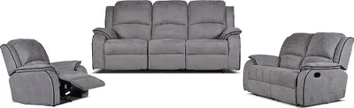 Produktbild von HERNANI 3-Sitzer-Sofa, 2-Sitzer-Sofa und Sessel mit Relaxfunktion aus Mikrofaser - Grau